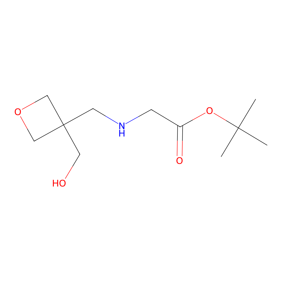Tert-butyl 2-({[3-(hydroxymethyl)oxetan-3-yl]methyl}amino)acetate molecular structure, CAS 2758000-11-0