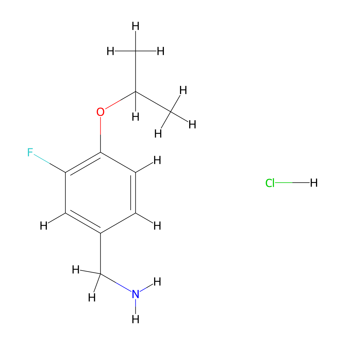 1-[3-Fluoro-4-(propan-2-yloxy)phenyl]methanaminehydrochloride molecular structure, CAS 2758000-13-2