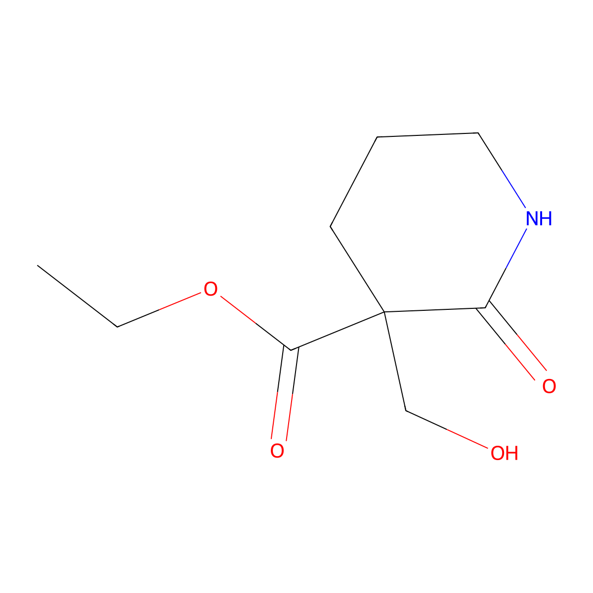 Ethyl 3-(hydroxymethyl)-2-oxopiperidine-3-carboxylate molecular structure, CAS 2758000-22-3
