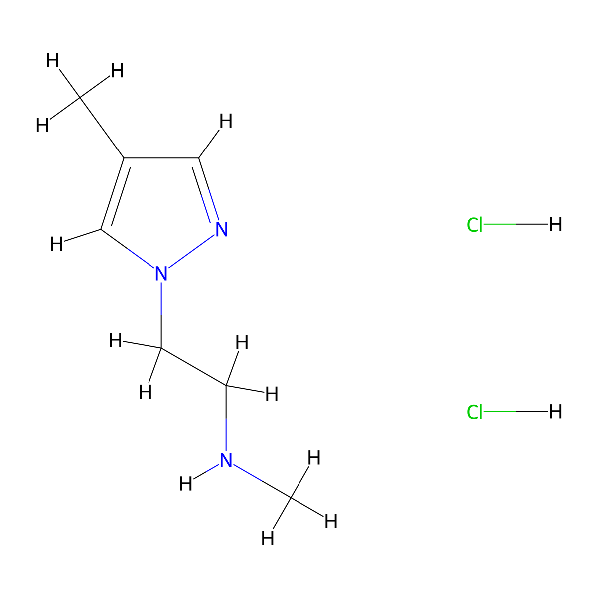 methyl[2-(4-methyl-1H-pyrazol-1-yl)ethyl]amine dihydrochloride molecular structure, CAS 2758000-33-6