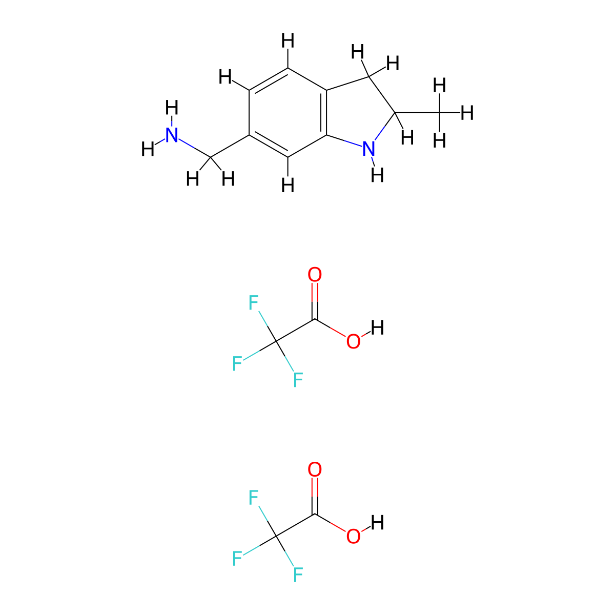 1-(2-methyl-2,3-dihydro-1H-indol-6-yl)methanamine; bis(trifluoroacetic acid) molecular structure, CAS 2758000-36-9