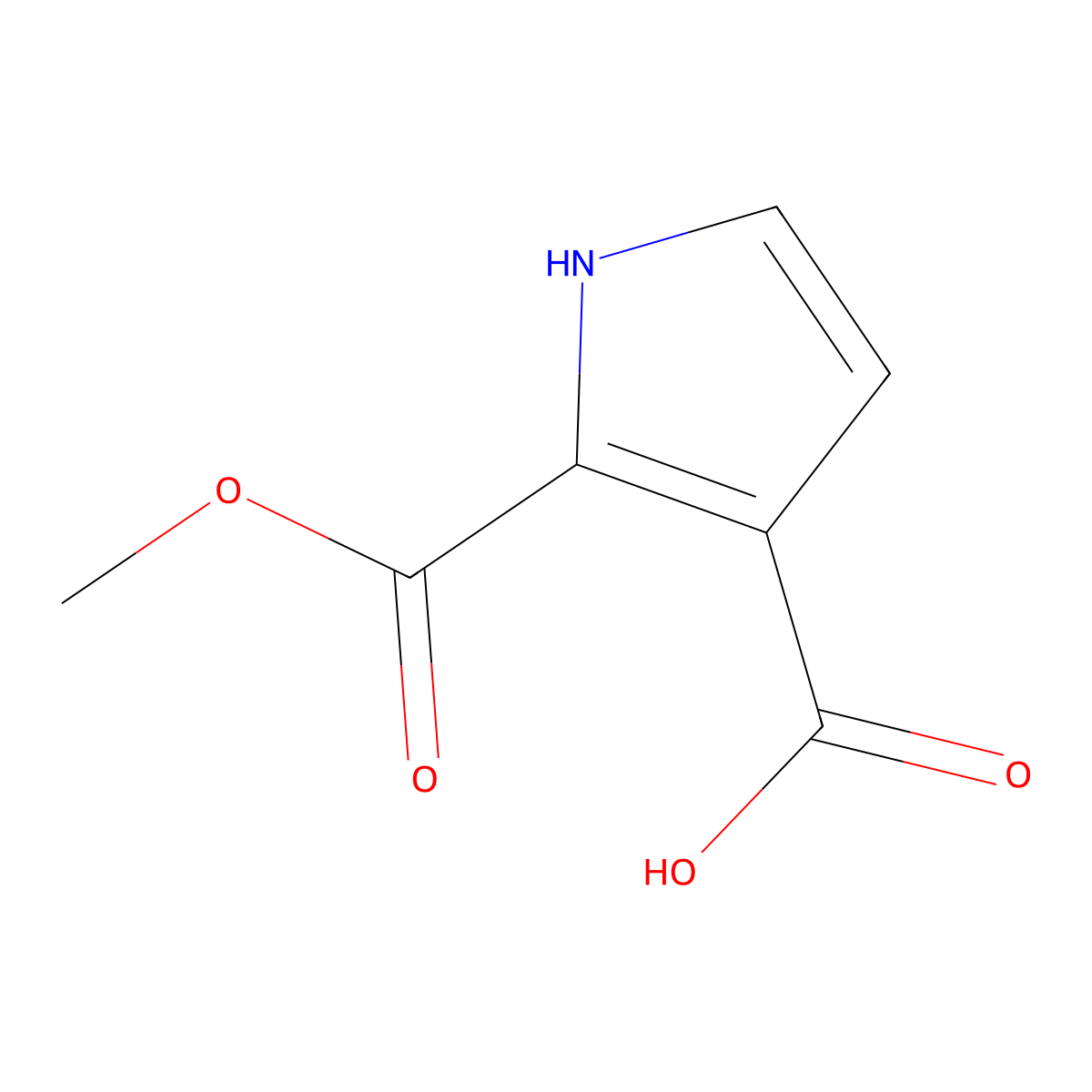 2-(methoxycarbonyl)-1H-pyrrole-3-carboxylicacid molecular structure, CAS 2758000-41-6