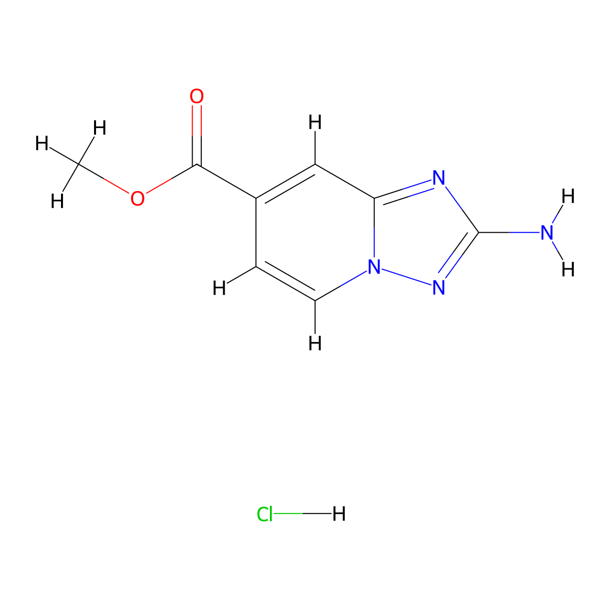 Methyl 2-amino-[1,2,4]triazolo[1,5-a]pyridine-7-carboxylate hydrochloride molecular structure, CAS 2758000-48-3