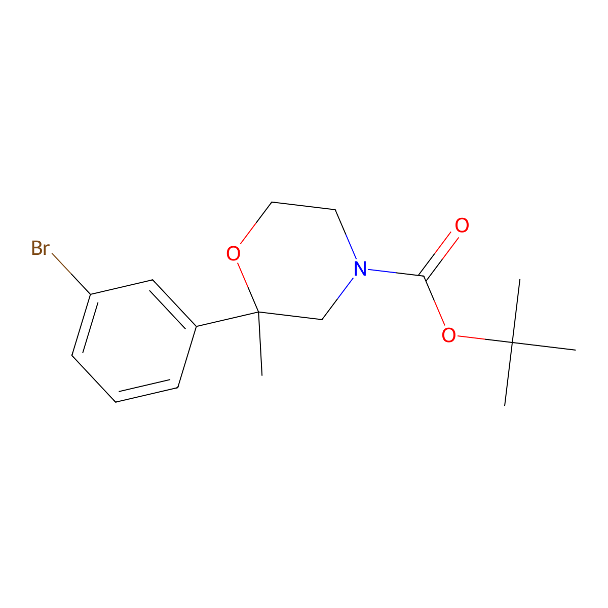 Tert-butyl2-(3-bromophenyl)-2-methylmorpholine-4-carboxylate molecular structure, CAS 2758000-61-0