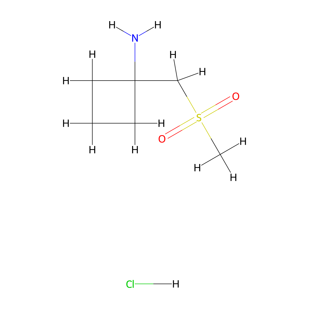 1-(Methanesulfonylmethyl)cyclobutan-1-amine hydrochloride molecular structure, CAS 2758000-62-1