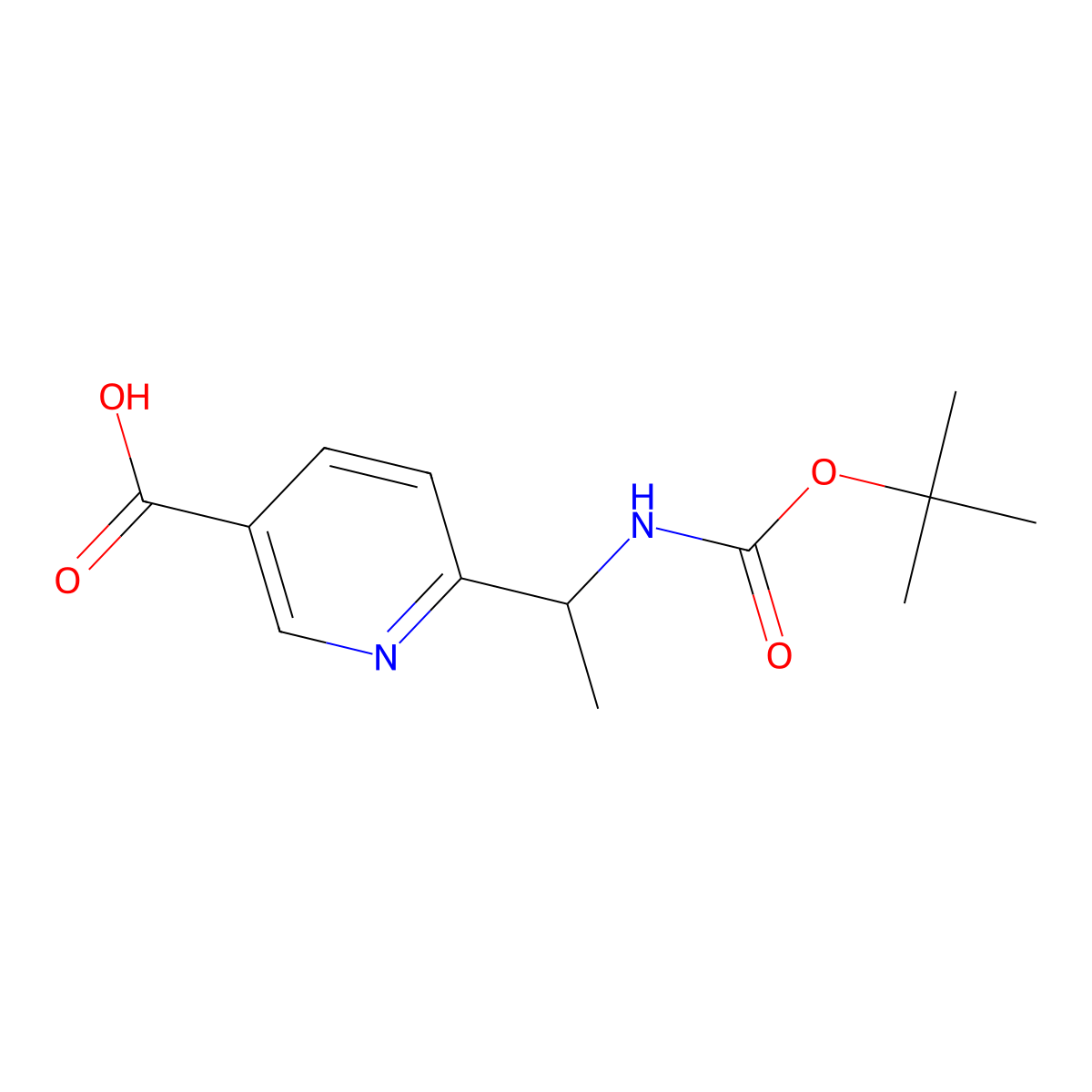 6-(1-{[(Tert-butoxy)carbonyl]amino}ethyl)pyridine-3-carboxylicacid molecular structure, CAS 2758000-63-2