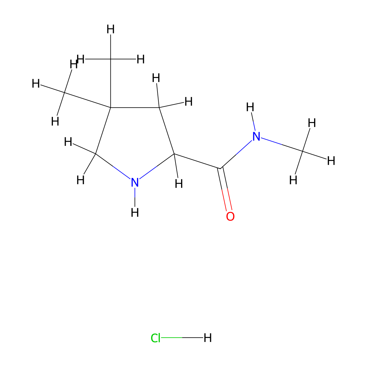 N,4,4-trimethylpyrrolidine-2-carboxamide hydrochloride molecular structure, CAS 2758000-74-5