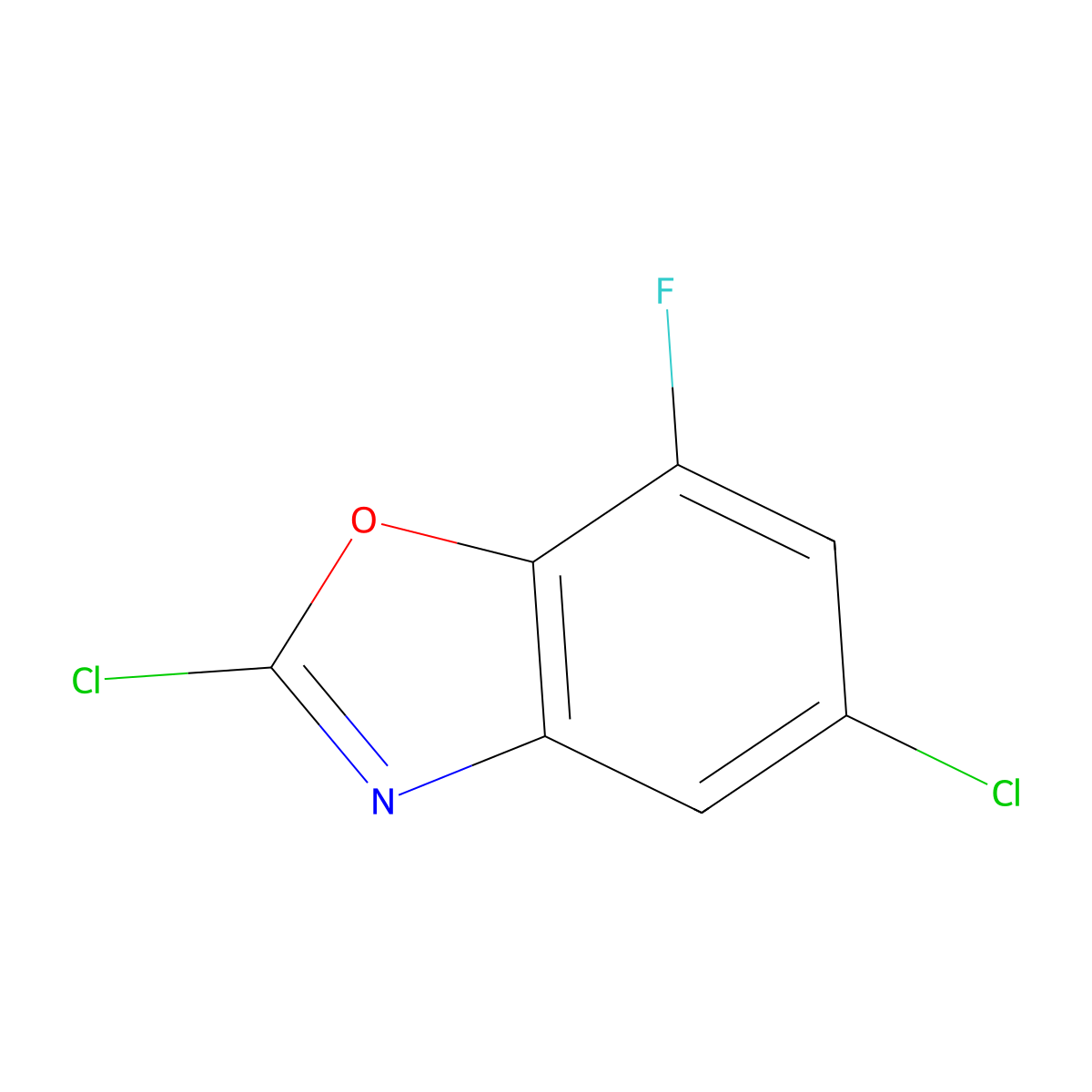 2,5-Dichloro-7-fluoro-1,3-benzoxazole molecular structure, CAS 2758000-75-6