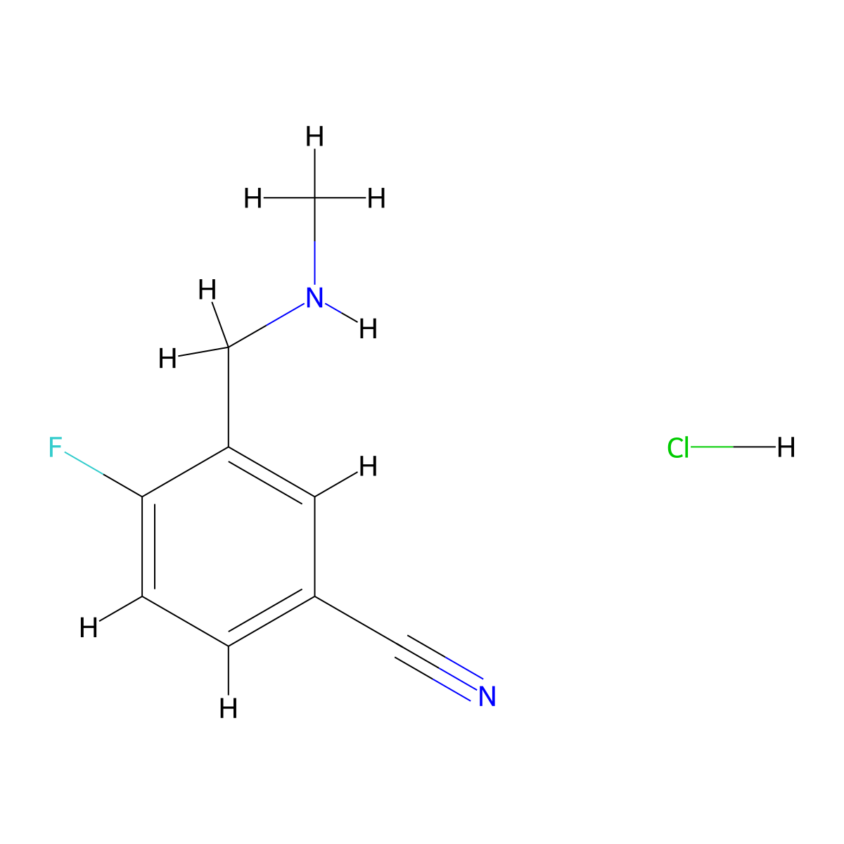 4-Fluoro-3-[(methylamino)methyl]benzonitrile hydrochloride molecular structure, CAS 2758000-81-4