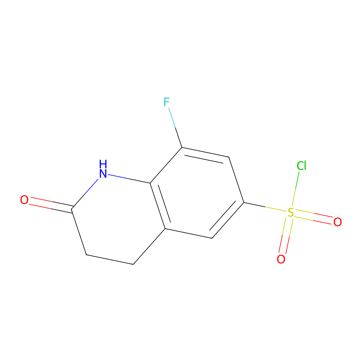 8-Fluoro-2-oxo-1,2,3,4-tetrahydroquinoline-6-sulfonyl chloride molecular structure, CAS 2758000-82-5