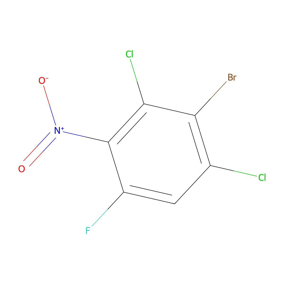 2-Bromo-1,3-dichloro-5-fluoro-4-nitrobenzene molecular structure, CAS 2758000-84-7
