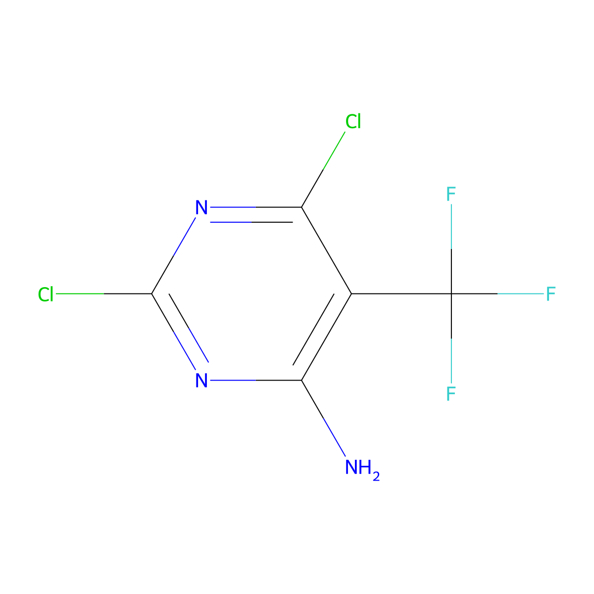 2,6-Dichloro-5-(trifluoromethyl)pyrimidin-4-amine molecular structure, CAS 2758000-85-8