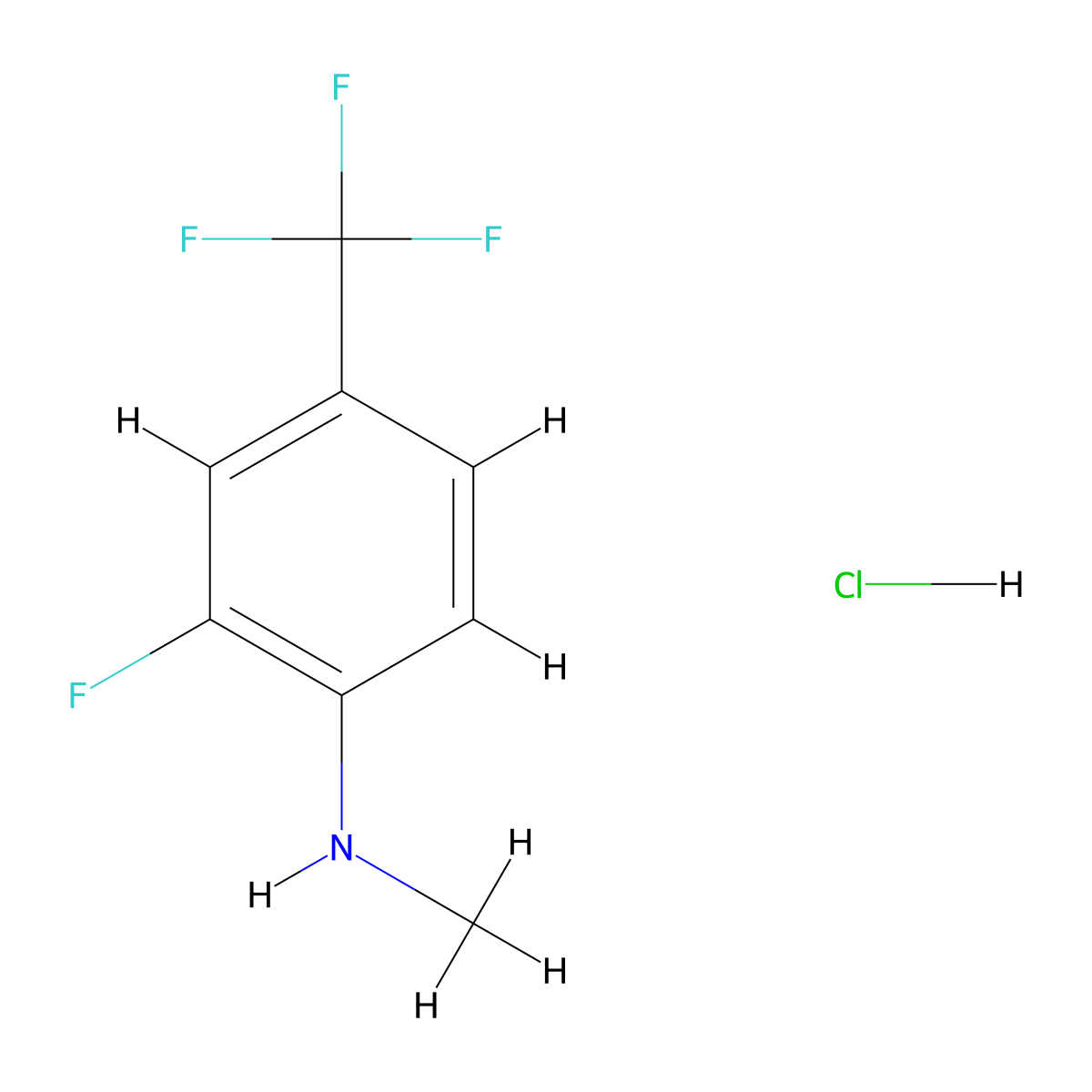 2-fluoro-N-methyl-4-(trifluoromethyl)aniline hydrochloride molecular structure, CAS 2758000-86-9
