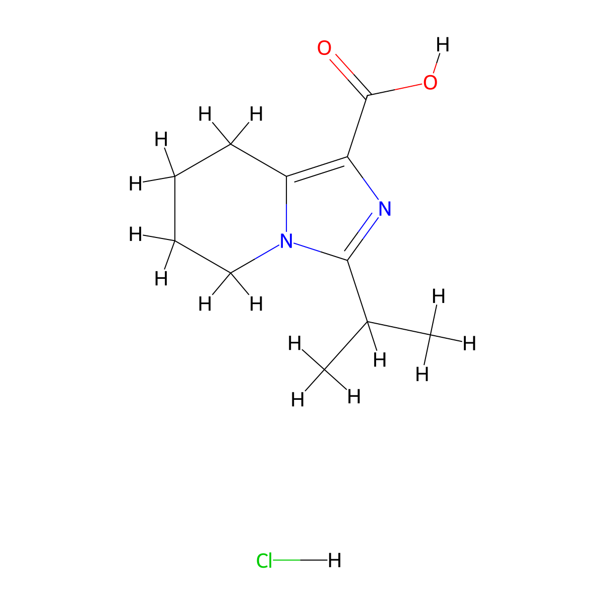 3-(propan-2-yl)-5H,6H,7H,8H-imidazo[1,5-a]pyridine-1-carboxylic acid hydrochloride molecular structure, CAS 2758000-94-9