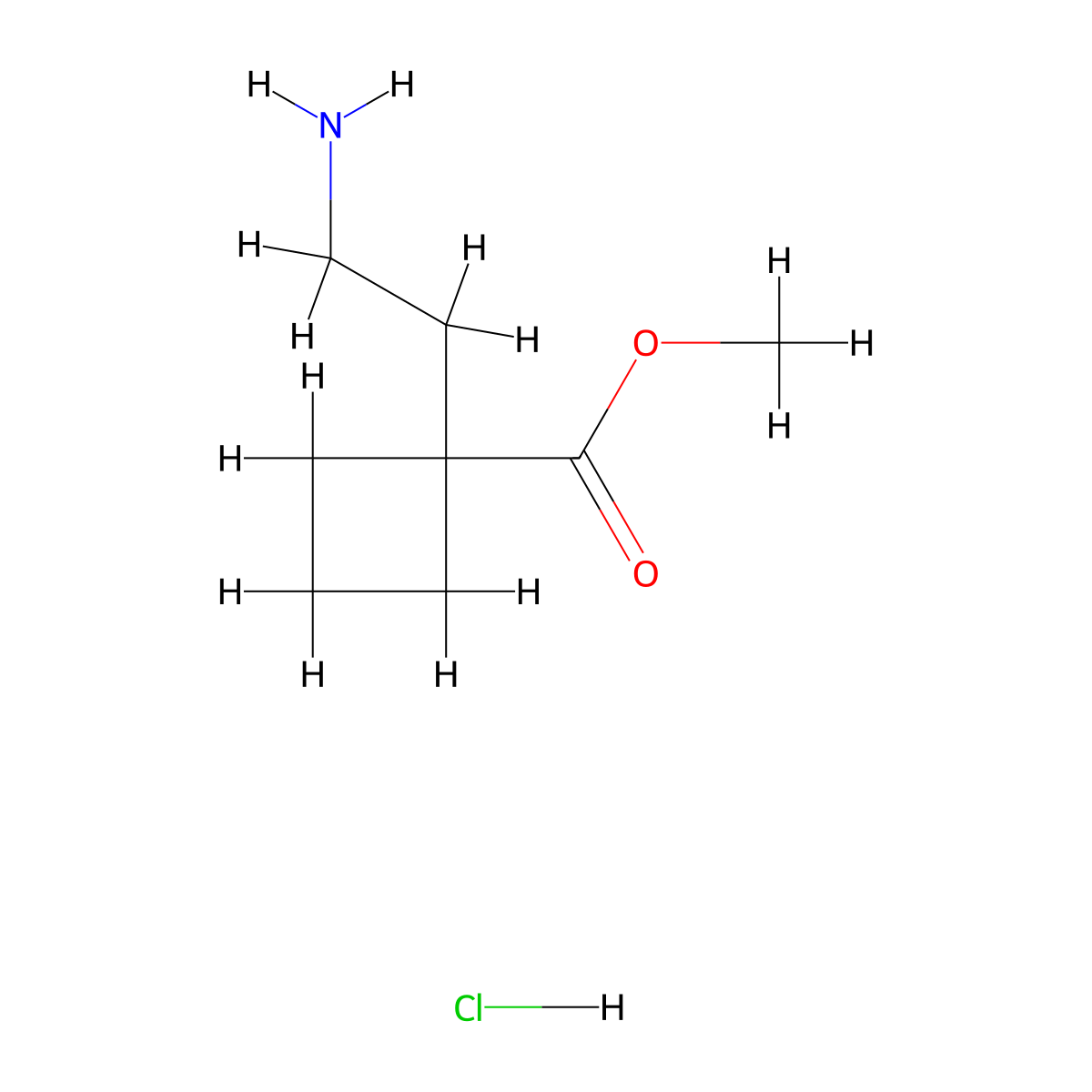 Methyl1-(2-aminoethyl)cyclobutane-1-carboxylatehydrochloride molecular structure, CAS 2758000-96-1