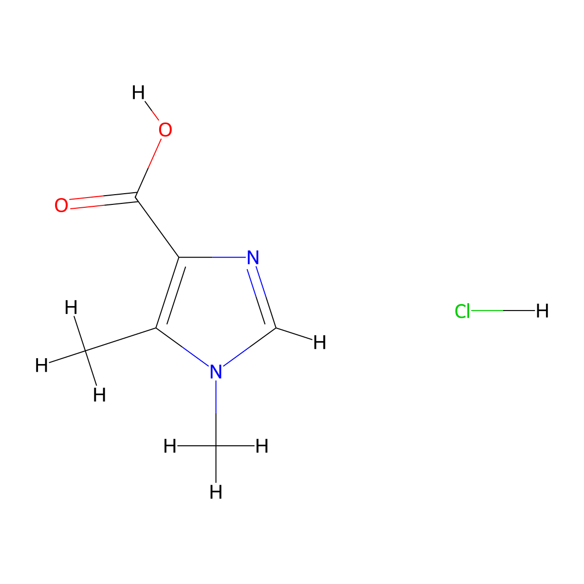 1,5-dimethyl-1H-imidazole-4-carboxylic acid hydrochloride molecular structure, CAS 2758001-02-2