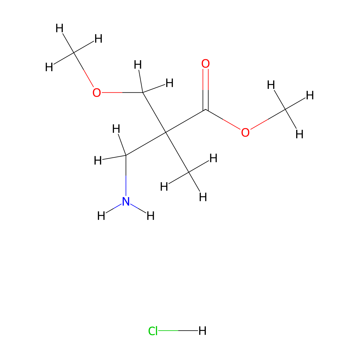 Methyl 3-amino-2-(methoxymethyl)-2-methylpropanoate hydrochloride molecular structure, CAS 2758001-05-5