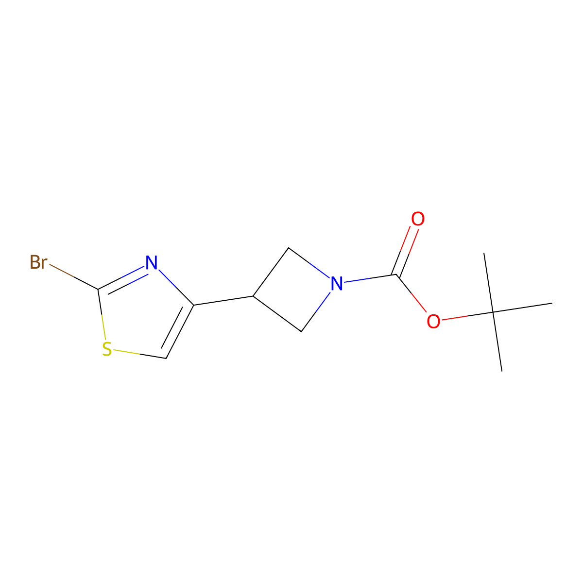 Tert-butyl3-(2-bromo-1,3-thiazol-4-yl)azetidine-1-carboxylate molecular structure, CAS 2758001-06-6
