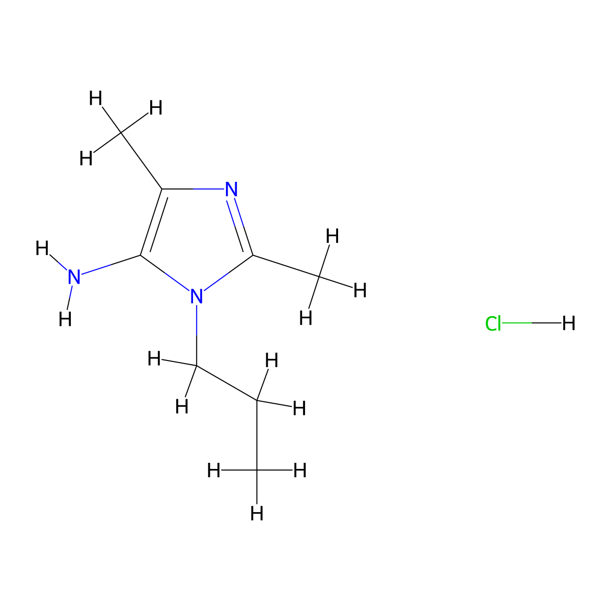2,4-dimethyl-1-propyl-1H-imidazol-5-aminehydrochloride molecular structure, CAS 2758001-07-7