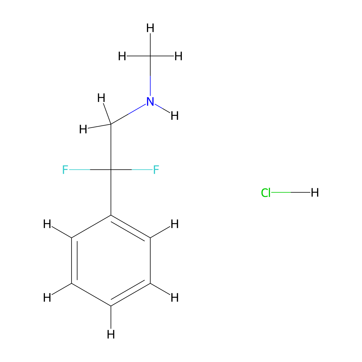 (2,2-Difluoro-2-phenylethyl)(methyl)amine hydrochloride molecular structure, CAS 2758001-10-2