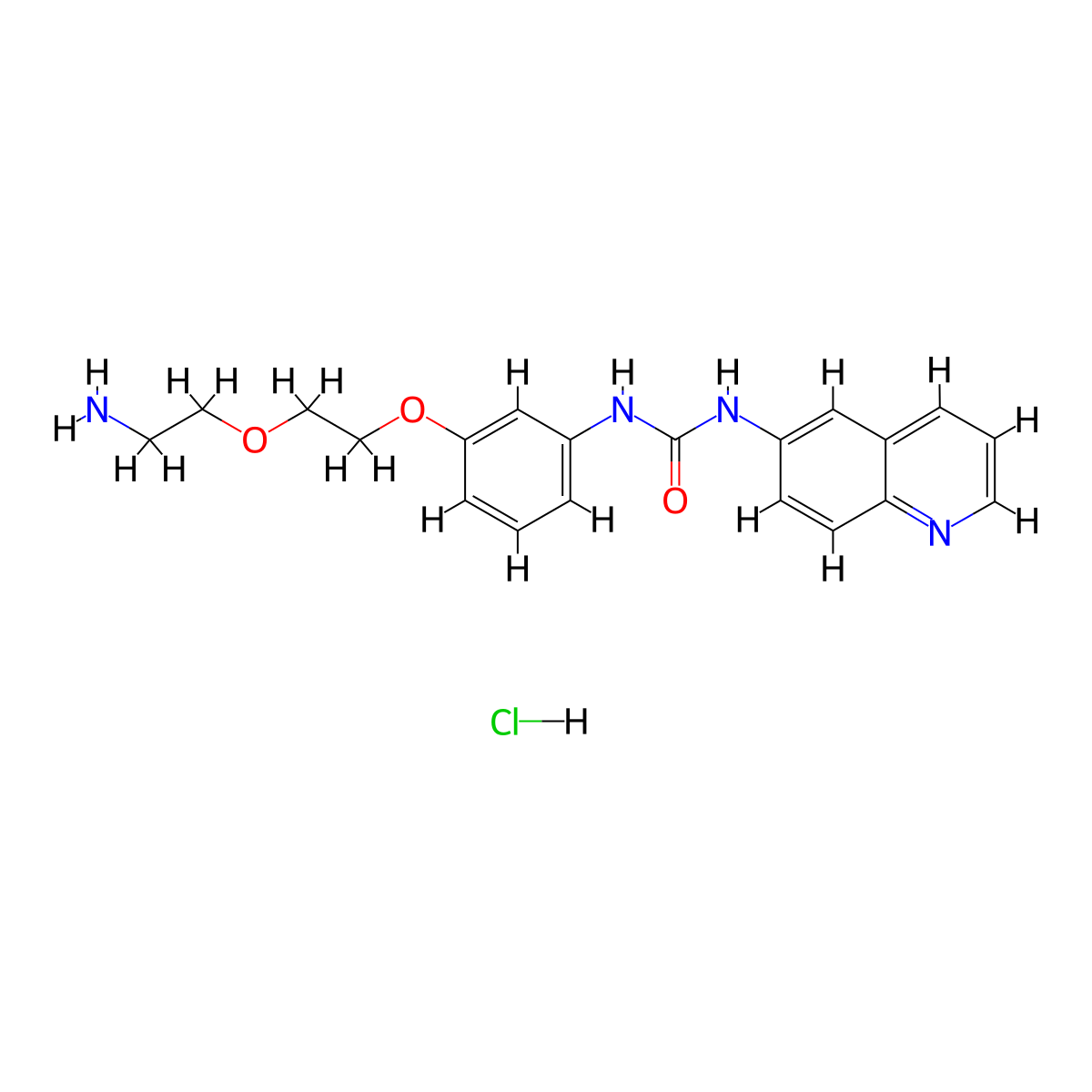 3-{3-[2-(2-Aminoethoxy)ethoxy]phenyl}-1-(quinolin-6-yl)urea hydrochloride molecular structure, CAS 2758001-18-0
