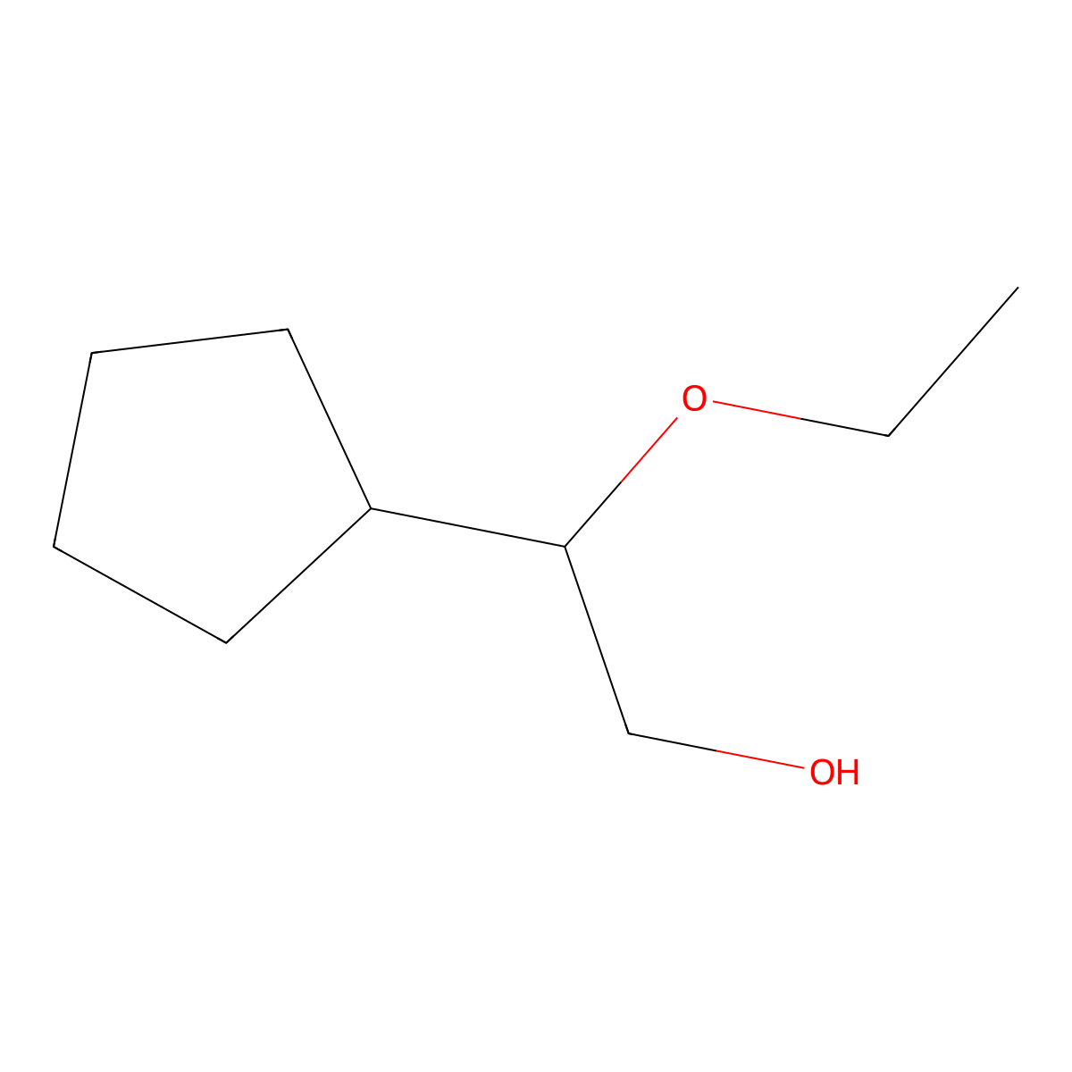 2-Cyclopentyl-2-ethoxyethan-1-ol molecular structure, CAS 2758001-21-5