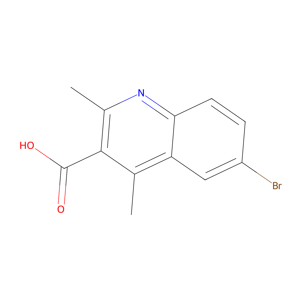 6-Bromo-2,4-dimethylquinoline-3-carboxylic acid molecular structure, CAS 2758001-29-3