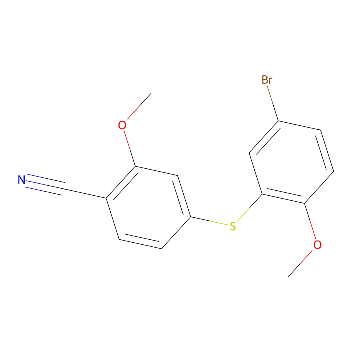 4-[(5-Bromo-2-methoxyphenyl)sulfanyl]-2-methoxybenzonitrile molecular structure, CAS 2758001-35-1