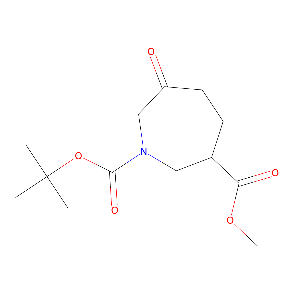 1-Tert-butyl 3-methyl 6-oxoazepane-1,3-dicarboxylate molecular structure, CAS 2758001-39-5