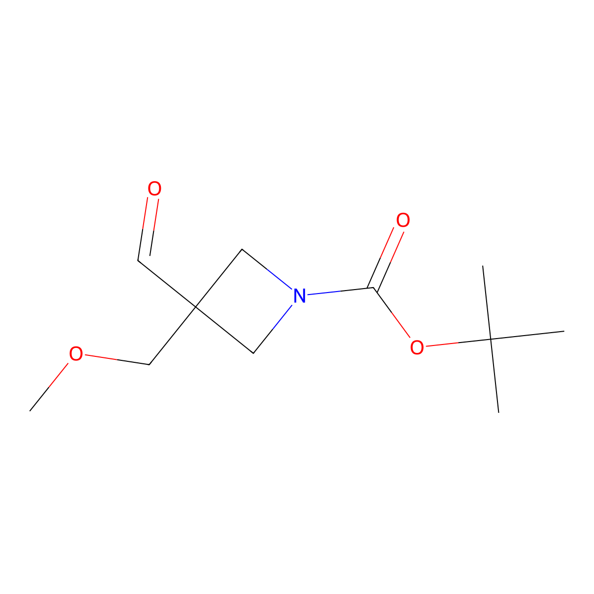 Tert-butyl 3-formyl-3-(methoxymethyl)azetidine-1-carboxylate molecular structure, CAS 2758001-43-1