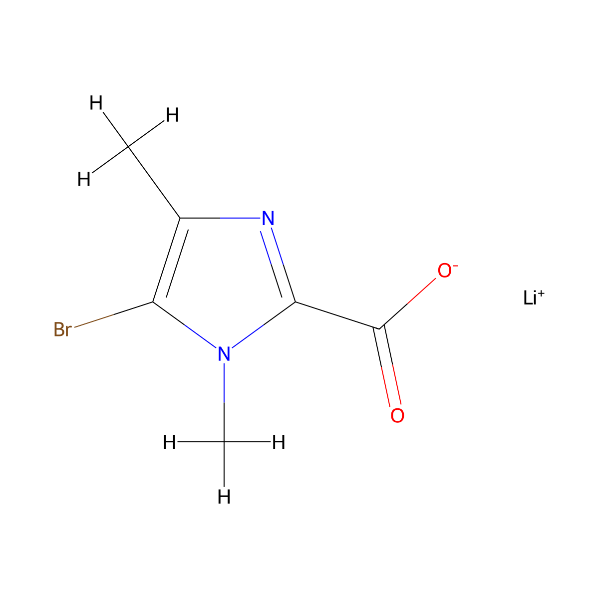 lithium(1+) ion 5-bromo-1,4-dimethyl-1H-imidazole-2-carboxylate molecular structure, CAS 2758001-48-6