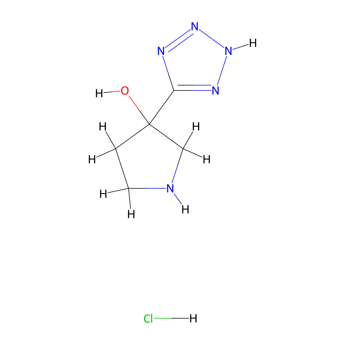 3-(1H-1,2,3,4-tetrazol-5-yl)pyrrolidin-3-ol hydrochloride molecular structure, CAS 2758001-52-2