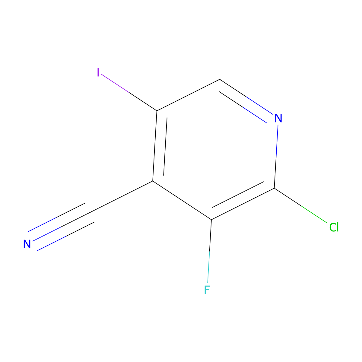 2-Chloro-3-fluoro-5-iodopyridine-4-carbonitrile molecular structure, CAS 2758001-53-3