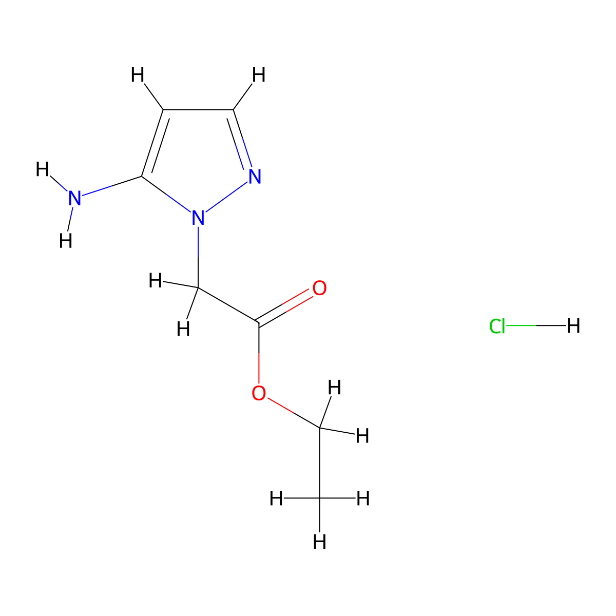 ethyl 2-(5-amino-1H-pyrazol-1-yl)acetate hydrochloride molecular structure, CAS 2758001-54-4
