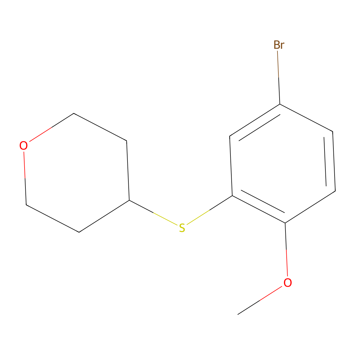 4-[(5-Bromo-2-methoxyphenyl)sulfanyl]oxane molecular structure, CAS 2758001-56-6