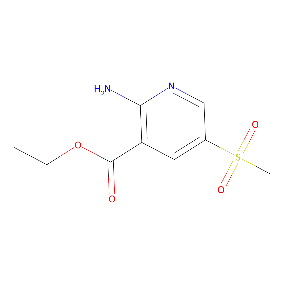 Ethyl2-amino-5-methanesulfonylpyridine-3-carboxylate molecular structure, CAS 2758001-64-6