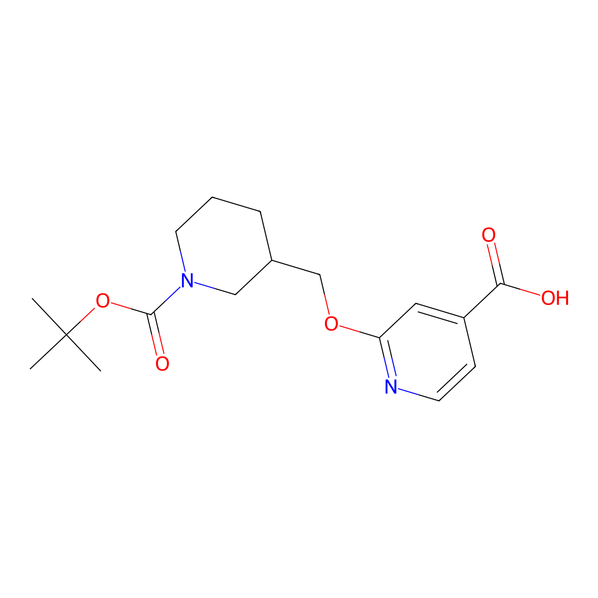 2-({1-[(Tert-butoxy)carbonyl]piperidin-3-yl}methoxy)pyridine-4-carboxylicacid molecular structure, CAS 2758001-68-0