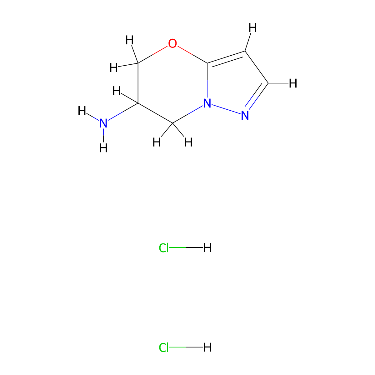 5H,6H,7H-pyrazolo[3,2-b][1,3]oxazin-6-aminedihydrochloride molecular structure, CAS 2758001-71-5