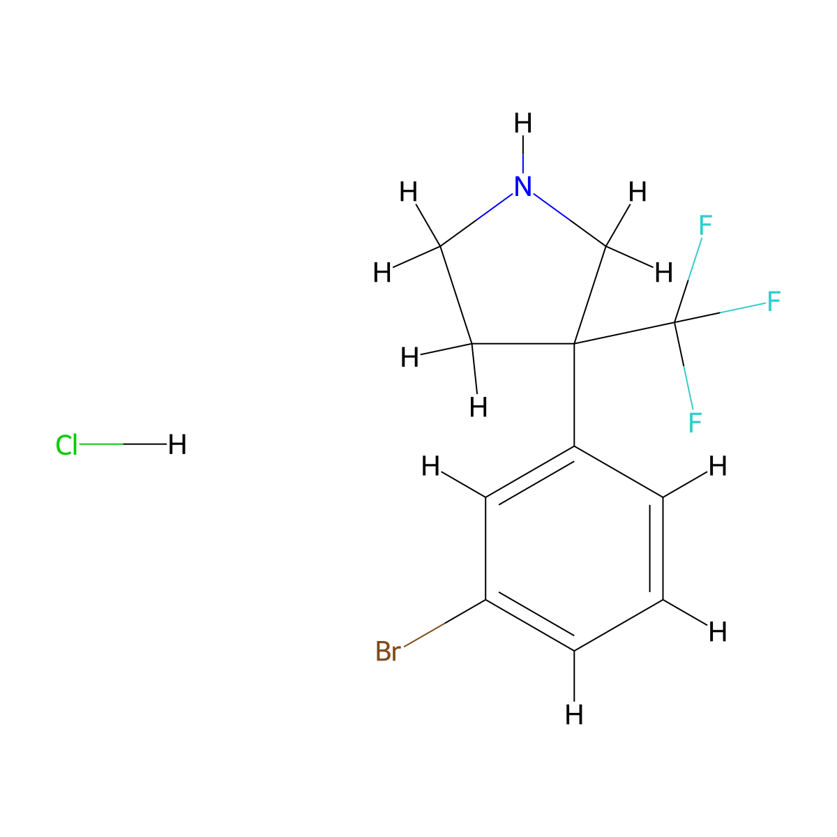 3-(3-Bromophenyl)-3-(trifluoromethyl)pyrrolidine hydrochloride molecular structure, CAS 2758001-72-6