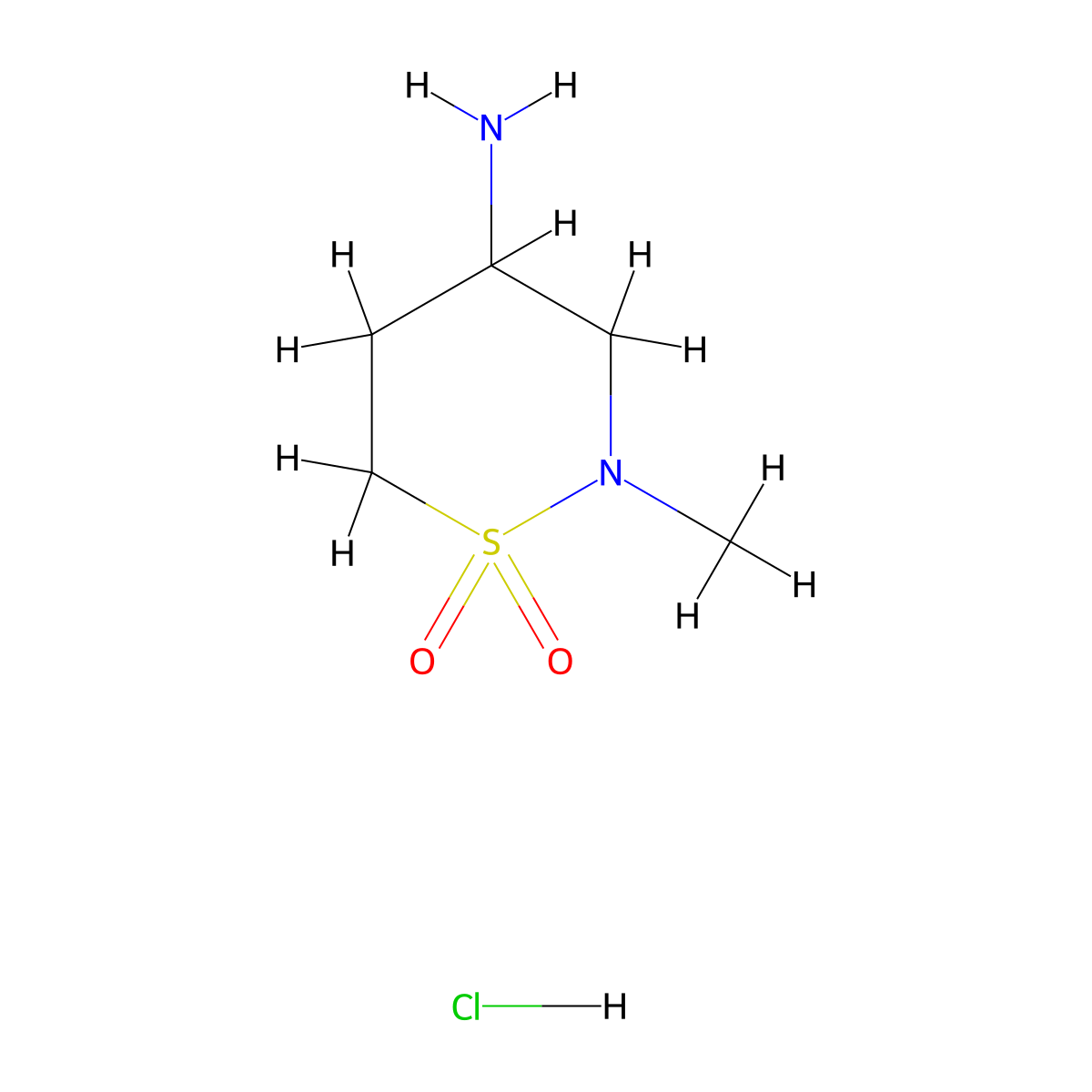 4-Amino-2-methyl-1lambda6,2-thiazinane-1,1-dione hydrochloride molecular structure, CAS 2758001-73-7
