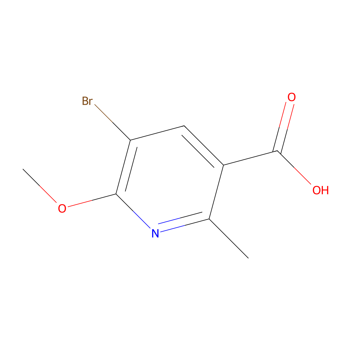 5-Bromo-6-methoxy-2-methylpyridine-3-carboxylic acid molecular structure, CAS 2758001-79-3