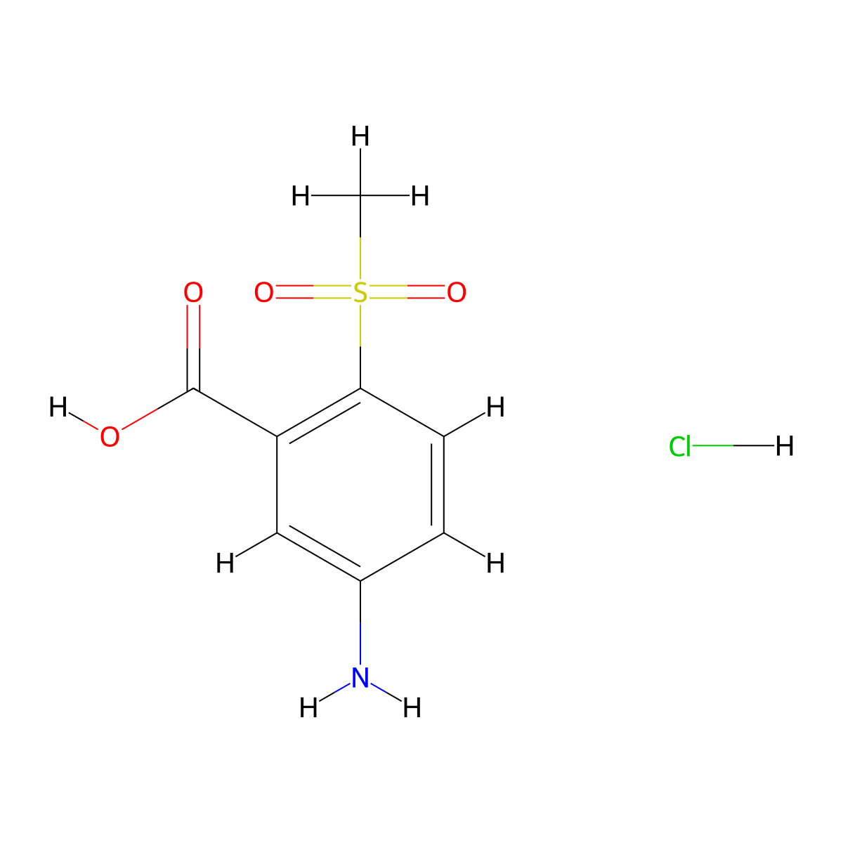 5-Amino-2-methanesulfonylbenzoicacidhydrochloride molecular structure, CAS 2758001-80-6