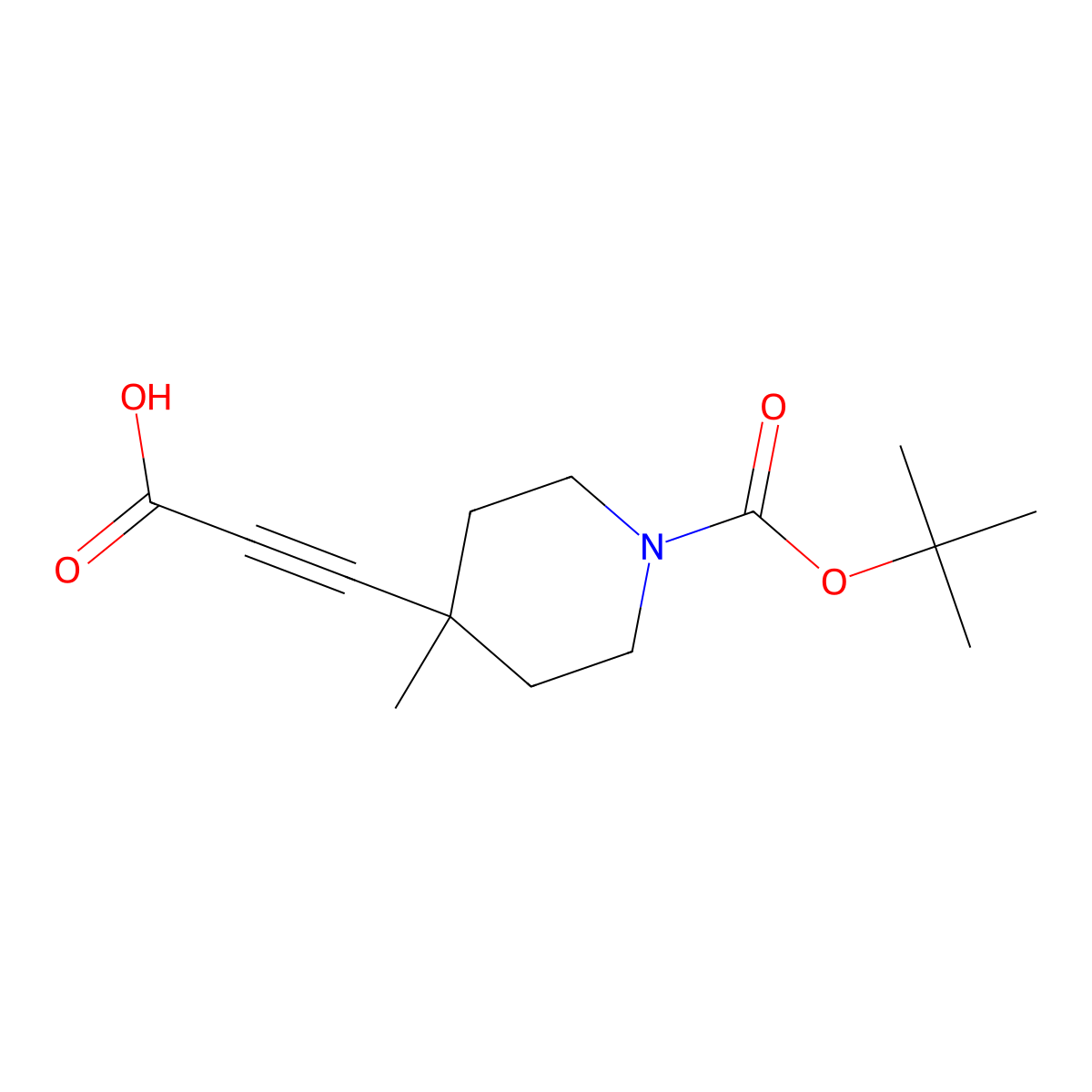 3-{1-[(Tert-butoxy)carbonyl]-4-methylpiperidin-4-yl}prop-2-ynoicacid molecular structure, CAS 2758001-86-2