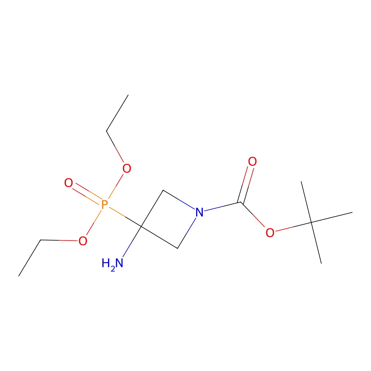 Tert-butyl3-amino-3-(diethoxyphosphoryl)azetidine-1-carboxylate molecular structure, CAS 2758001-90-8