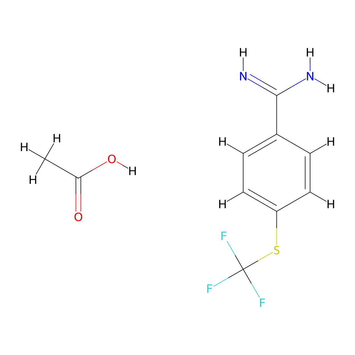 4-((Trifluoromethyl)sulfanyl)benzene-1-carboximidamide; acetic acid molecular structure, CAS 2758001-91-9