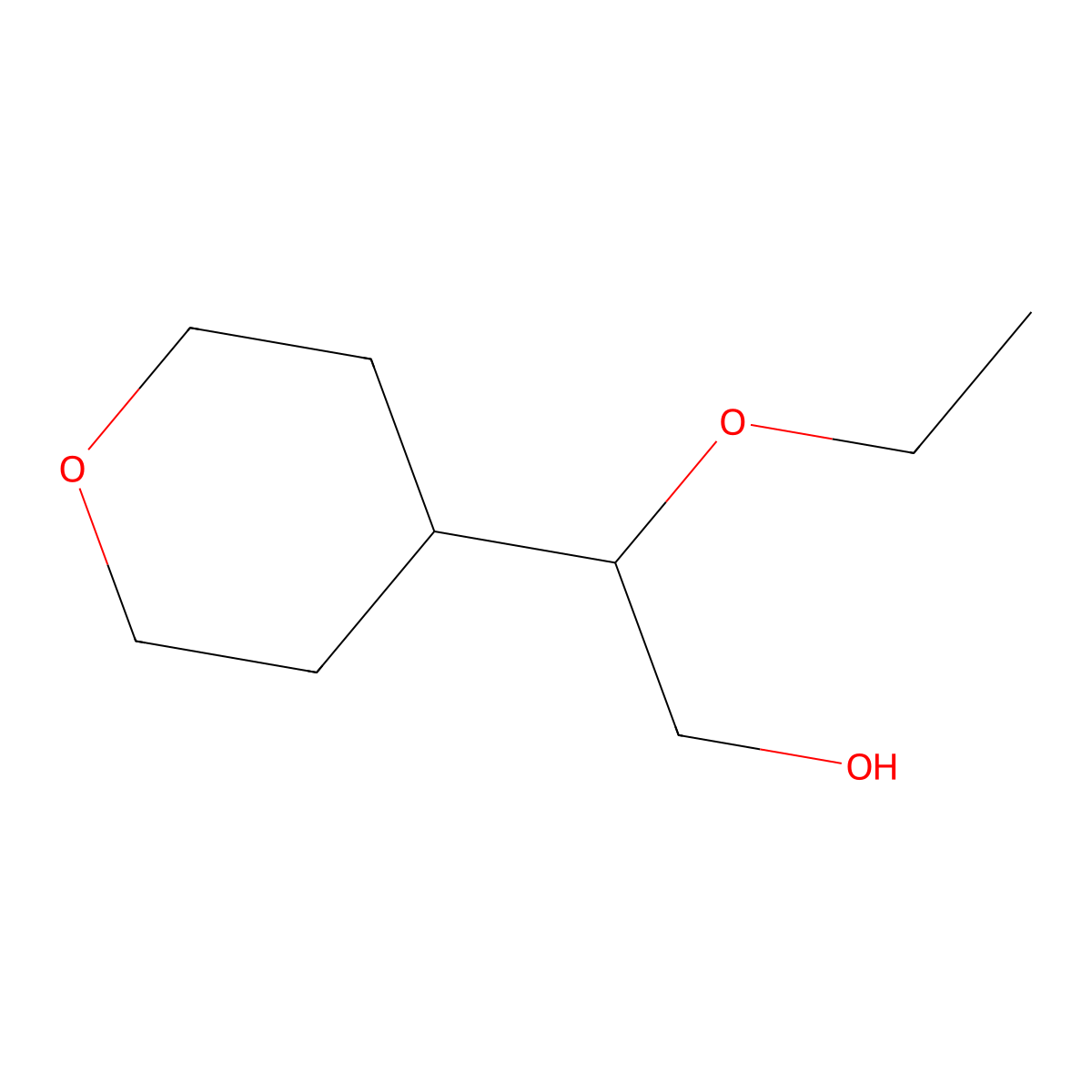2-Ethoxy-2-(oxan-4-yl)ethan-1-ol molecular structure, CAS 2758001-94-2
