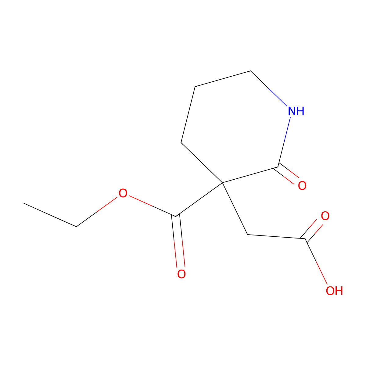 2-[3-(Ethoxycarbonyl)-2-oxopiperidin-3-yl]aceticacid molecular structure, CAS 2758001-95-3