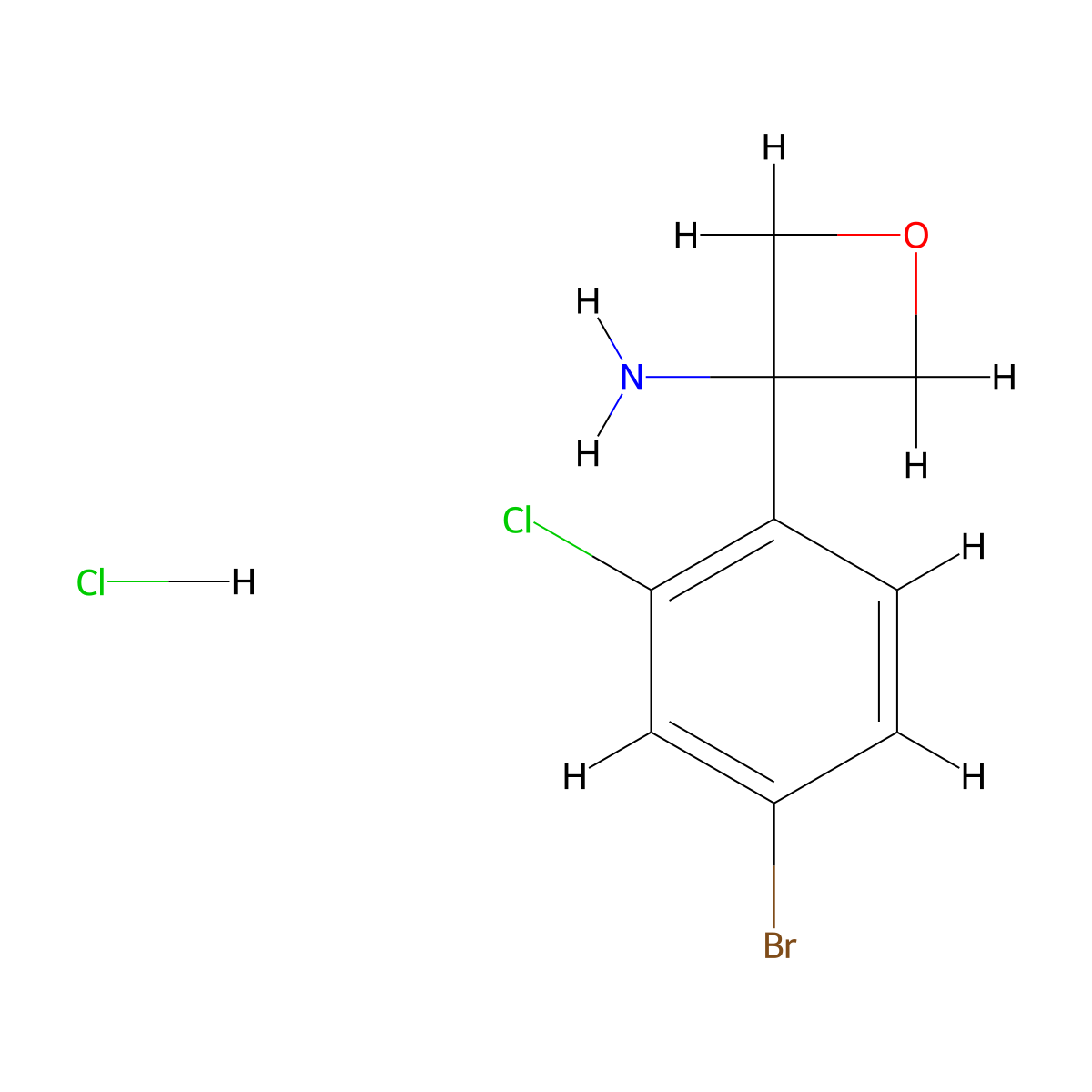 3-(4-Bromo-2-chlorophenyl)oxetan-3-amine hydrochloride molecular structure, CAS 2758001-97-5