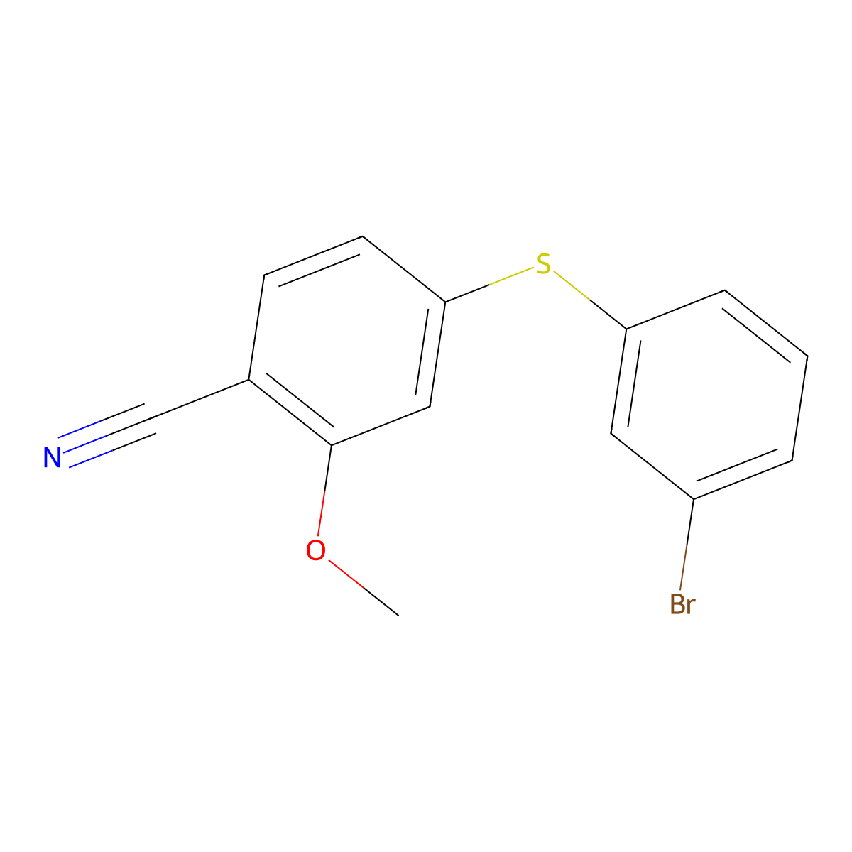 4-[(3-Bromophenyl)sulfanyl]-2-methoxybenzonitrile molecular structure, CAS 2758001-98-6