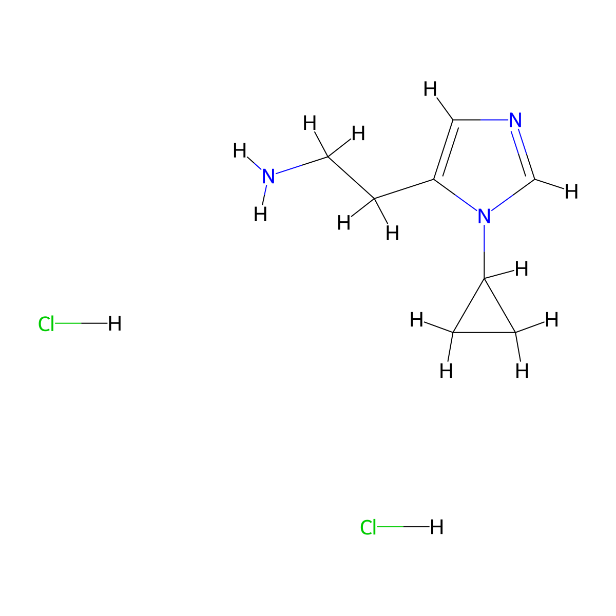 2-(1-cyclopropyl-1H-imidazol-5-yl)ethan-1-amine dihydrochloride molecular structure, CAS 2758002-03-6